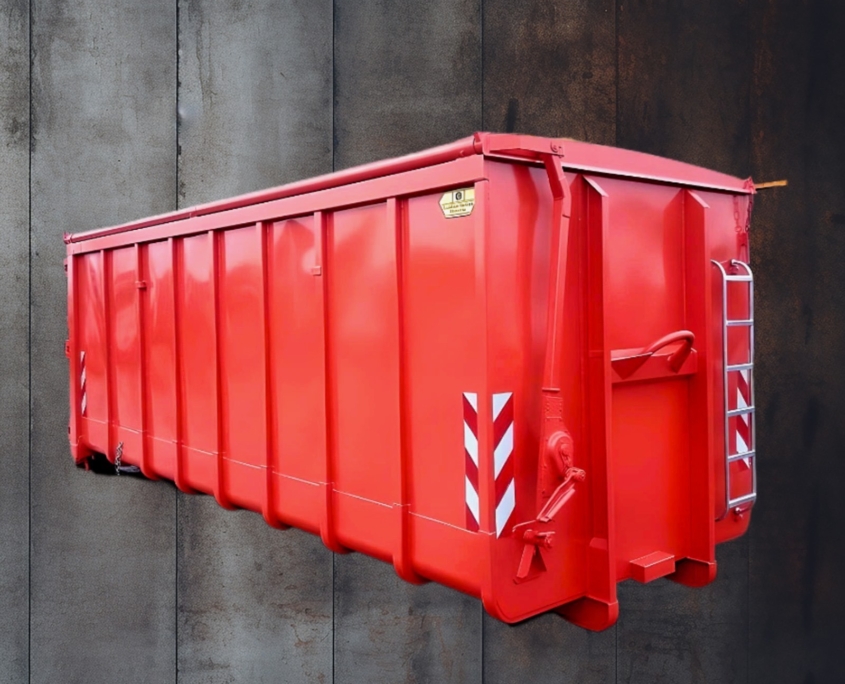 Abroll-Container mit Stahldeckel, Abrollmulde gedeckelt