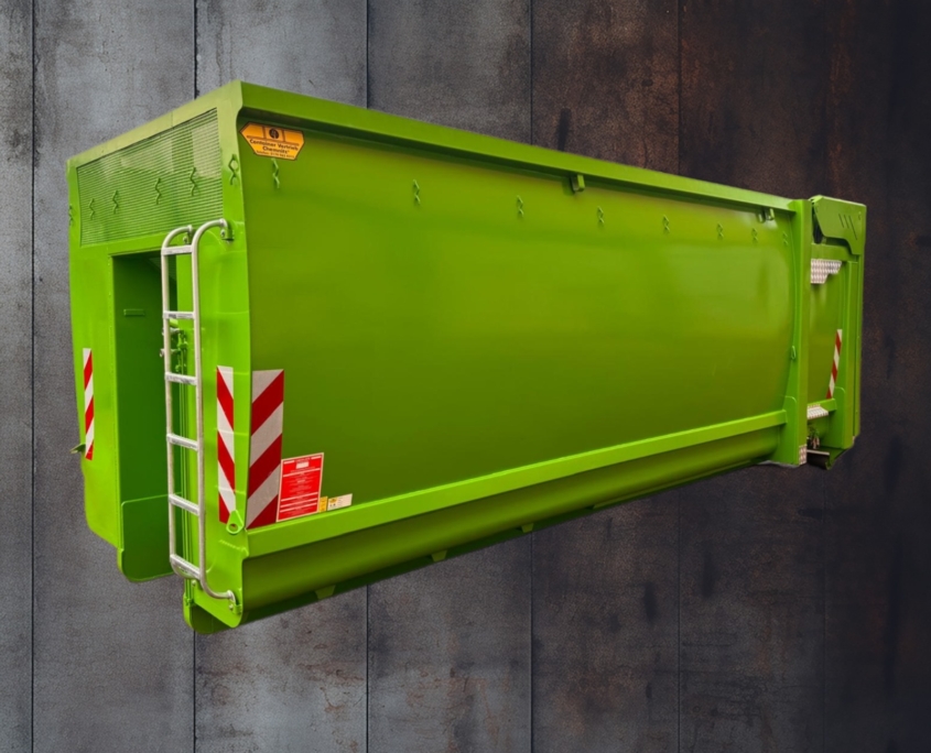 Abroll-Container, Silage-Container, Volumenheckklappe, Spantenfrei, hydraulische Klappe