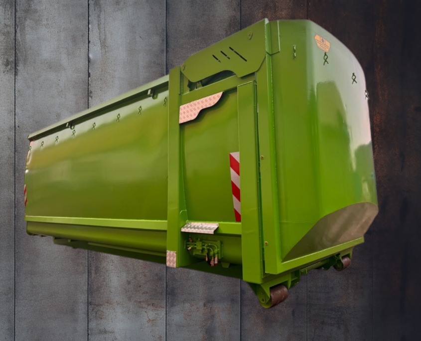 Abroll-Container, Silage-Container, Volumenheckklappe, Spantenfrei, hydraulische Klappe