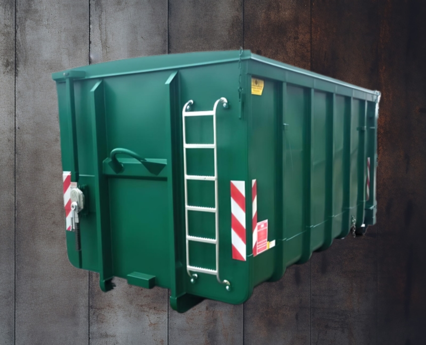 Trocknungs-Container mit Stahldeckel, Abroll-Container, Abrollmulde zur Trocknung von Getreide und Holz