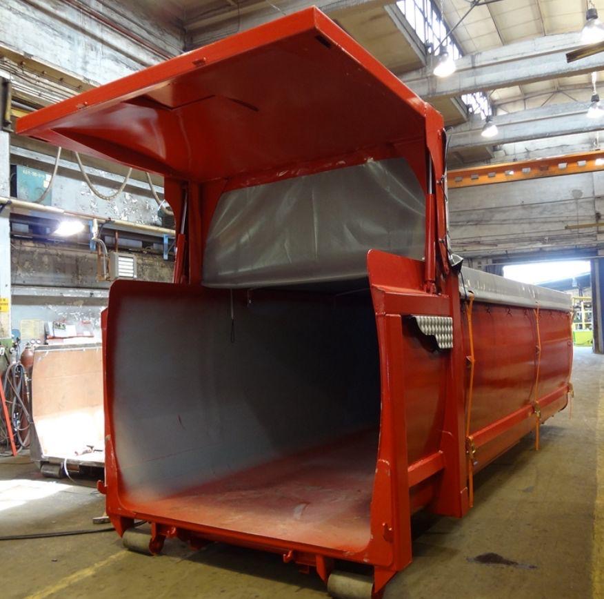 Abrollcontainer hydraulische Heckklappe spantenlos spantenfrei Pronar metaltech Silagecontainer Agrarcontainer 