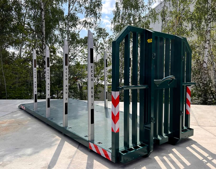Abrollcontainer Ecco Alu Exte Steckrungen Holztransport JW-Tech