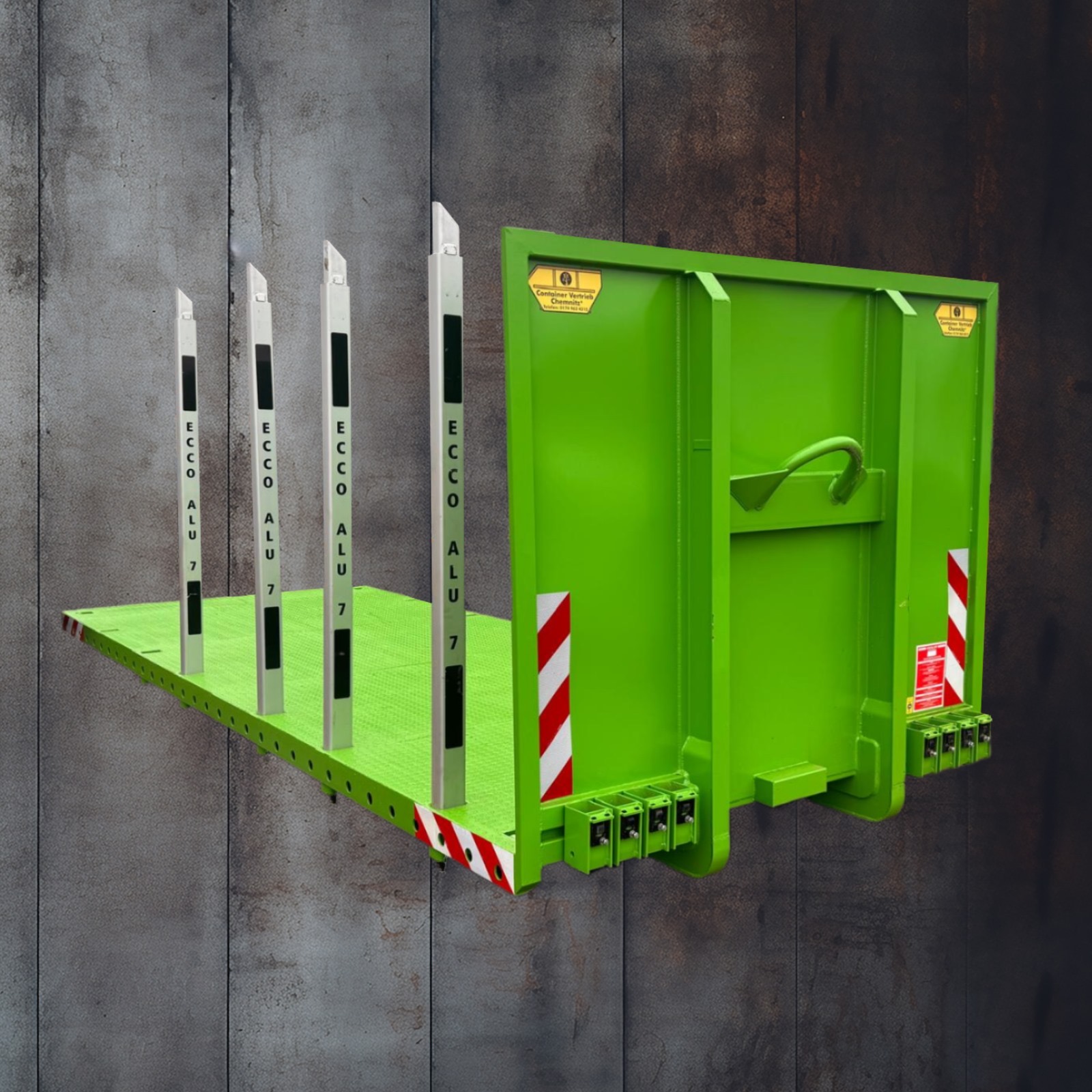 Abrollcontainer Ecco Alu Exte Steckrungen Holztransport JW-Tech