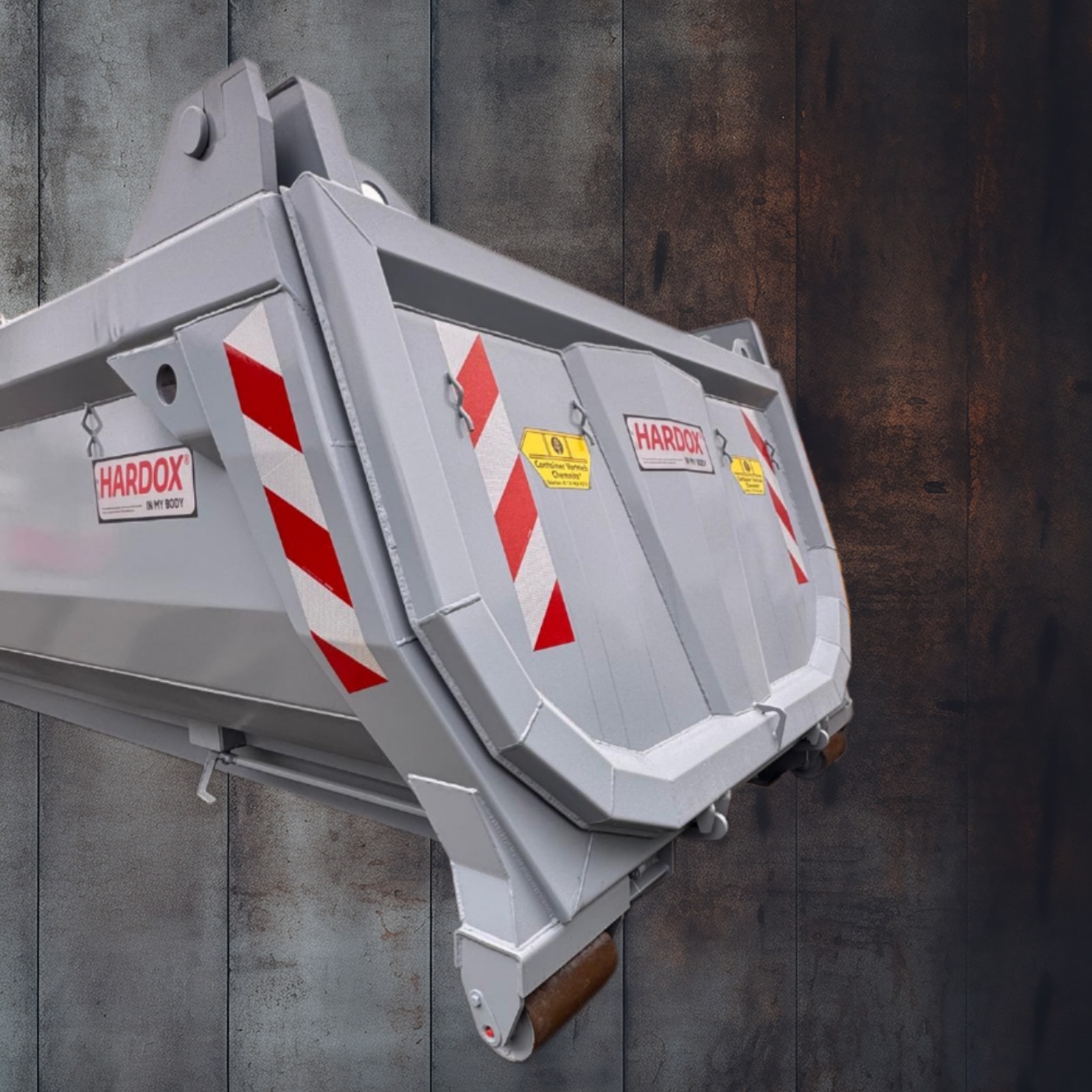 Abrollcontainer Halfpipe Hardox Hydraulische Heckklappe Decker-Containerbau RSM Erdbaucontainer Knipfer