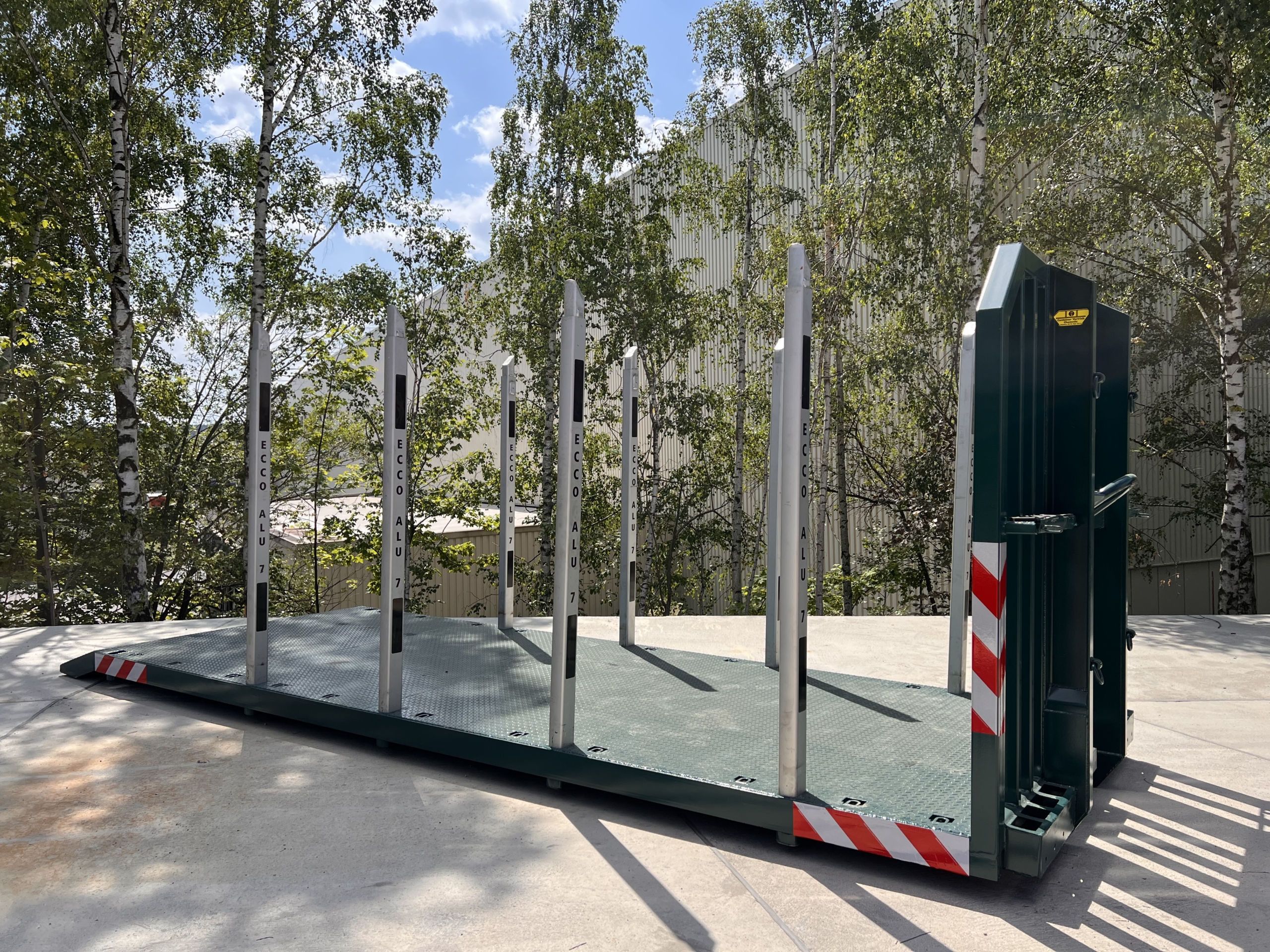 Abrollcontainer Ecco Alu Exte Steckrungen Holztransport JW-Tech