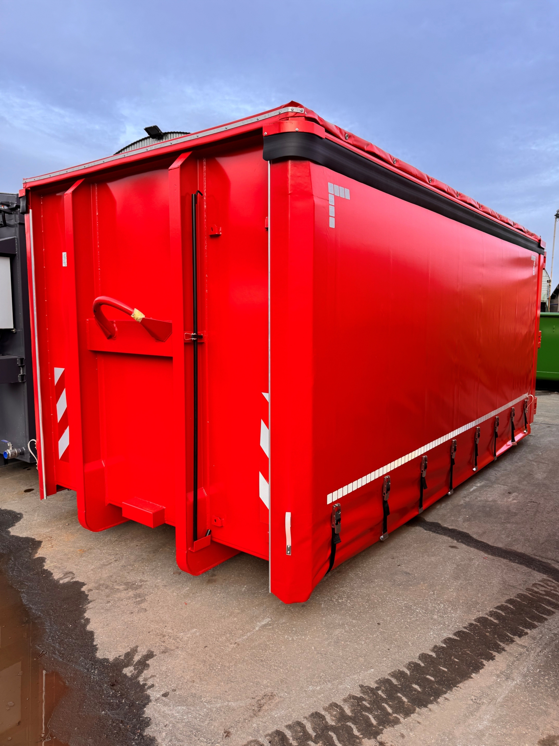 Abrollcontainer Schiebeplane Edscha PVC plane  Schiebedach Löwe Container Handelsgesellschaft