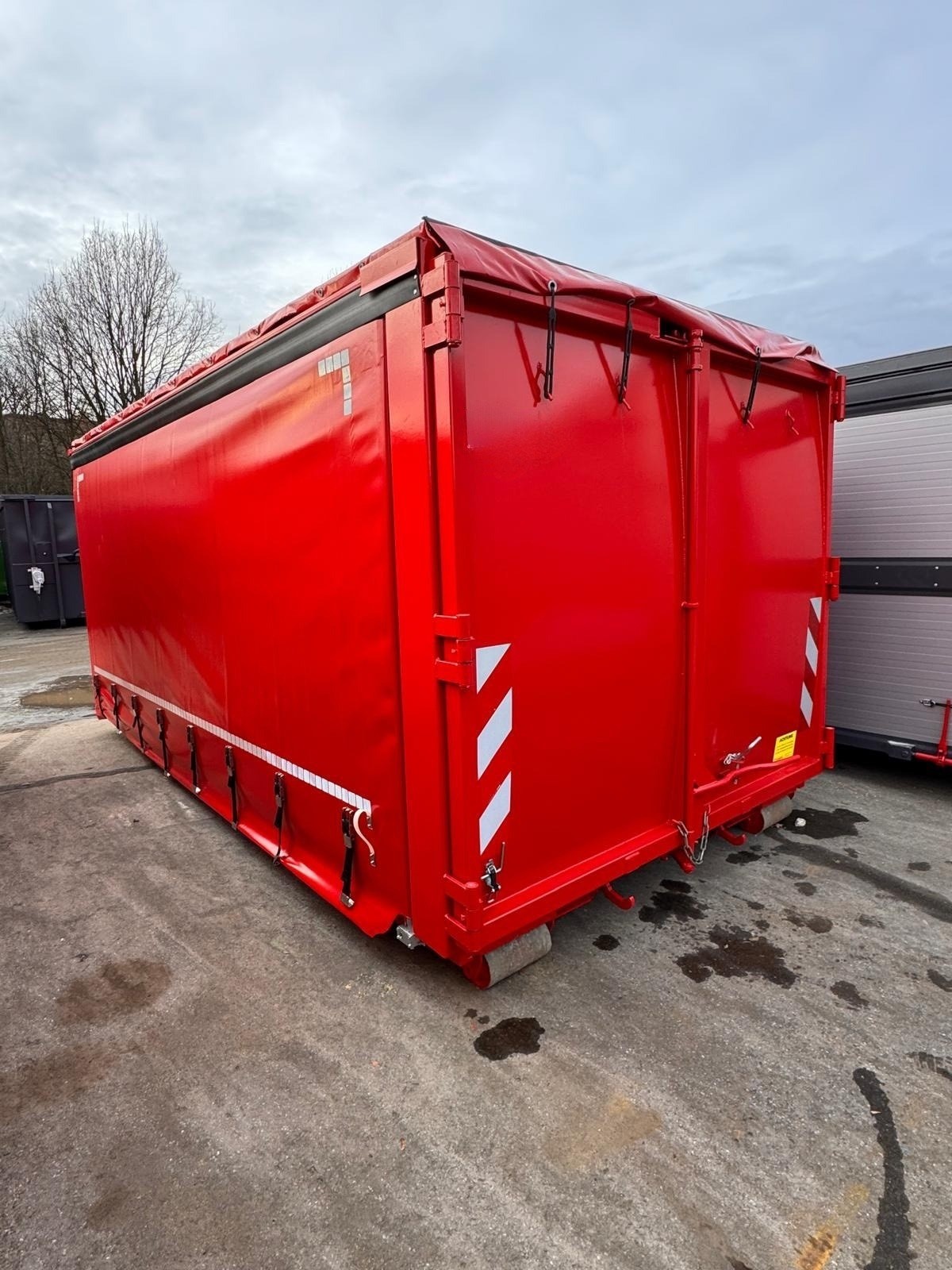 Abrollcontainer Schiebeplane Edscha PVC plane  Schiebedach Löwe Container Handelsgesellschaft