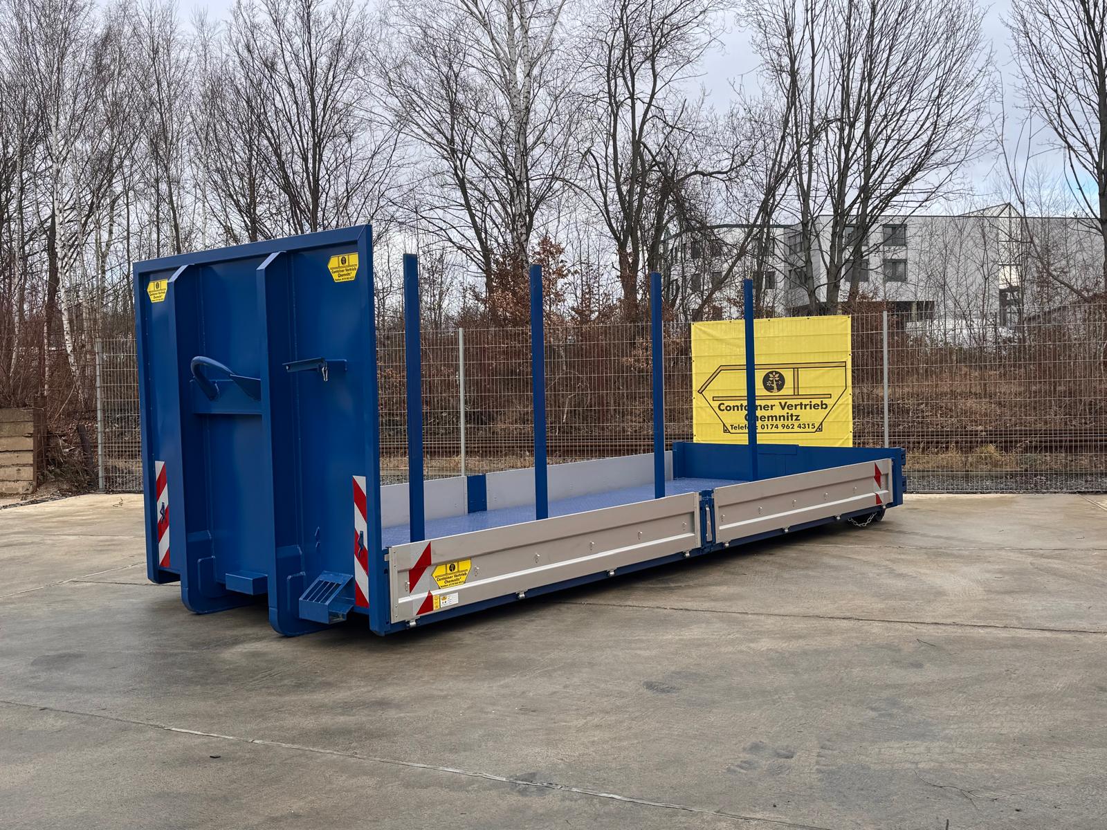 Abrollcontainer Pritsche Aluminiumkippaufbau Pendelklappe überfahrbar Bordwandcontainer Steckrungen Gerüstbau