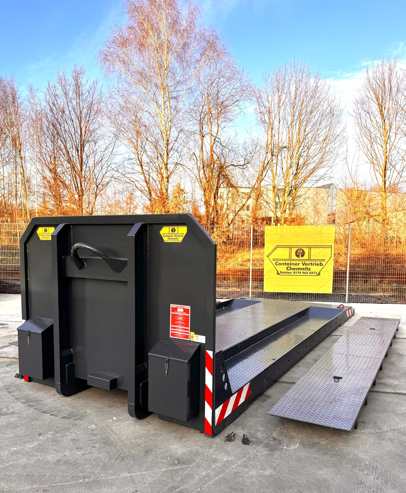 Abrollplattform für Maschinen Tiefbett Baggertransport Abrollcontainer