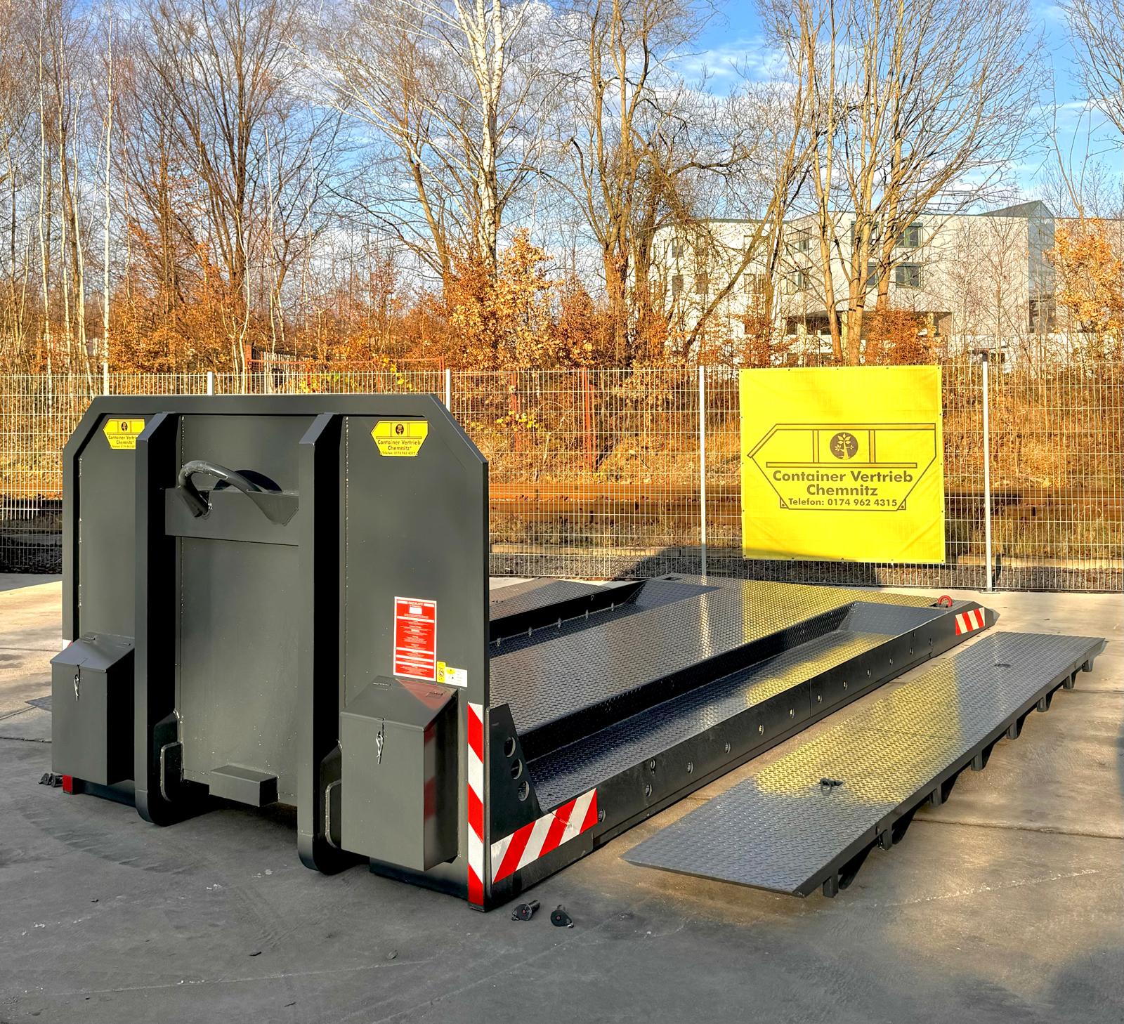 Abrollplattform für Maschinen Tiefbett Baggertransport Abrollcontainer